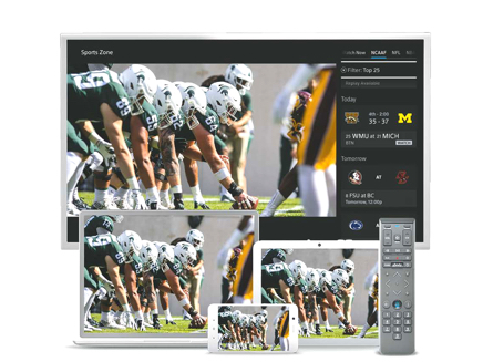 various screens showing a football game